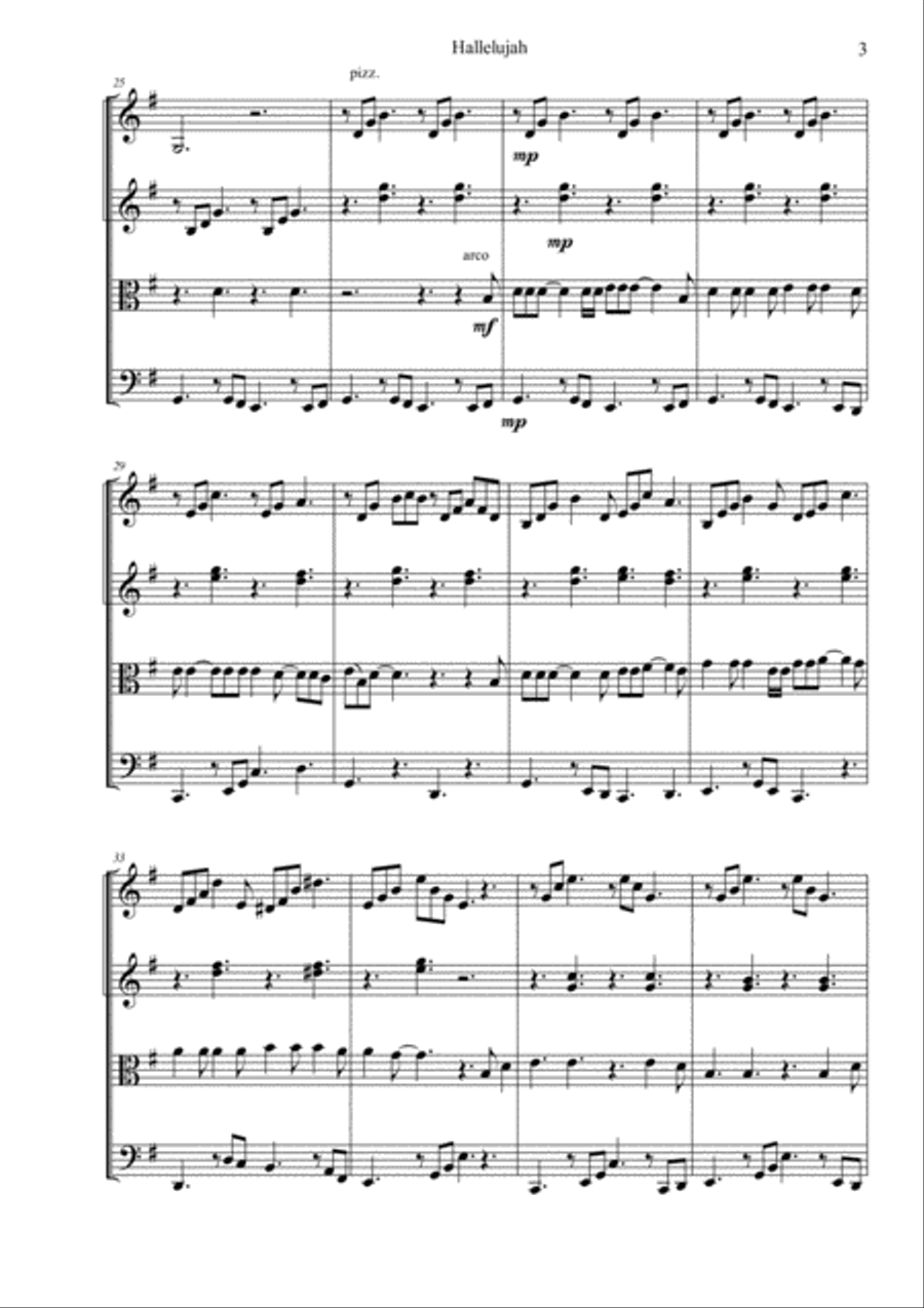 Hallelujah String Quartet scores gallery preview page 3
