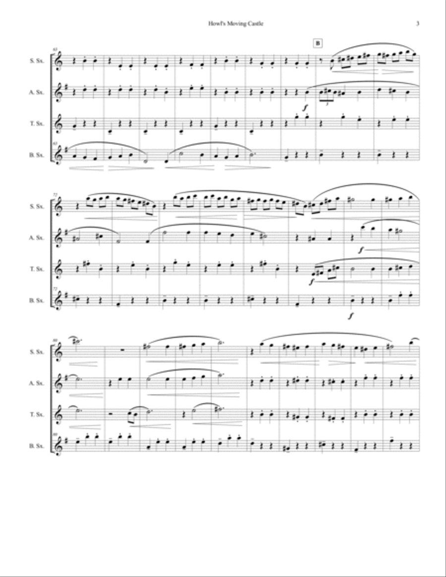 Howl's Moving Castle Woodwind Quartet scores gallery preview page 3