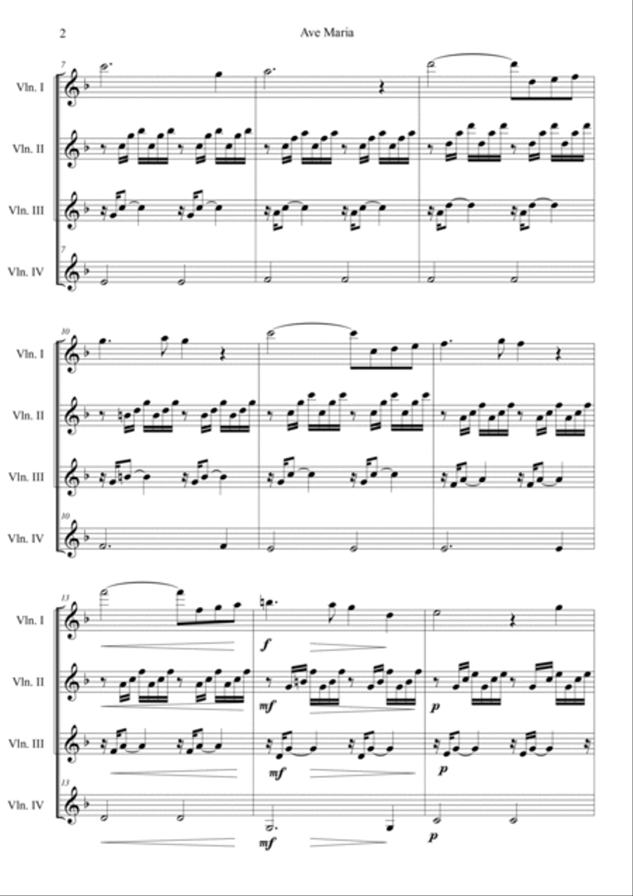 Ave Maria in F Violin scores gallery preview page 2