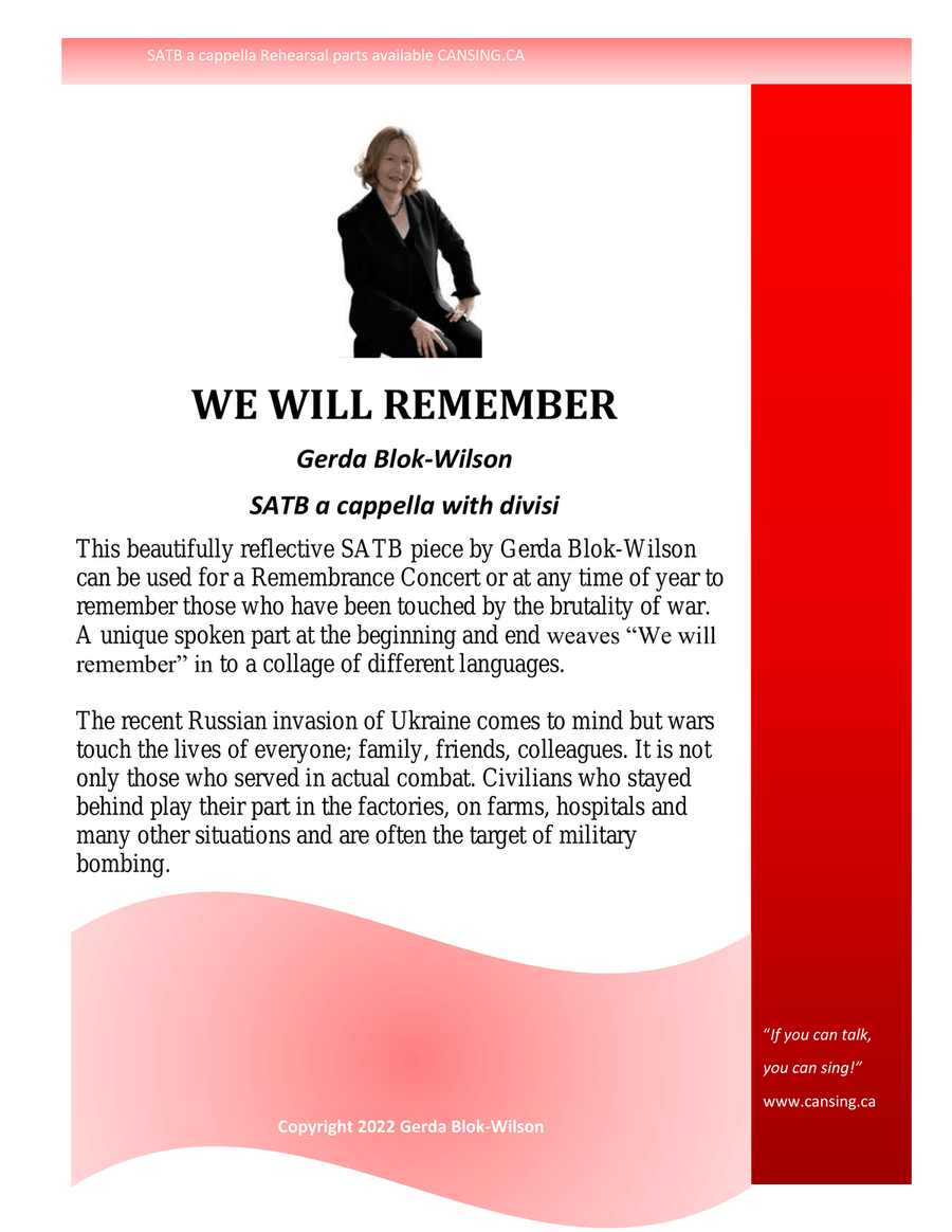 We Will Remember 4-Part scores gallery preview page 1