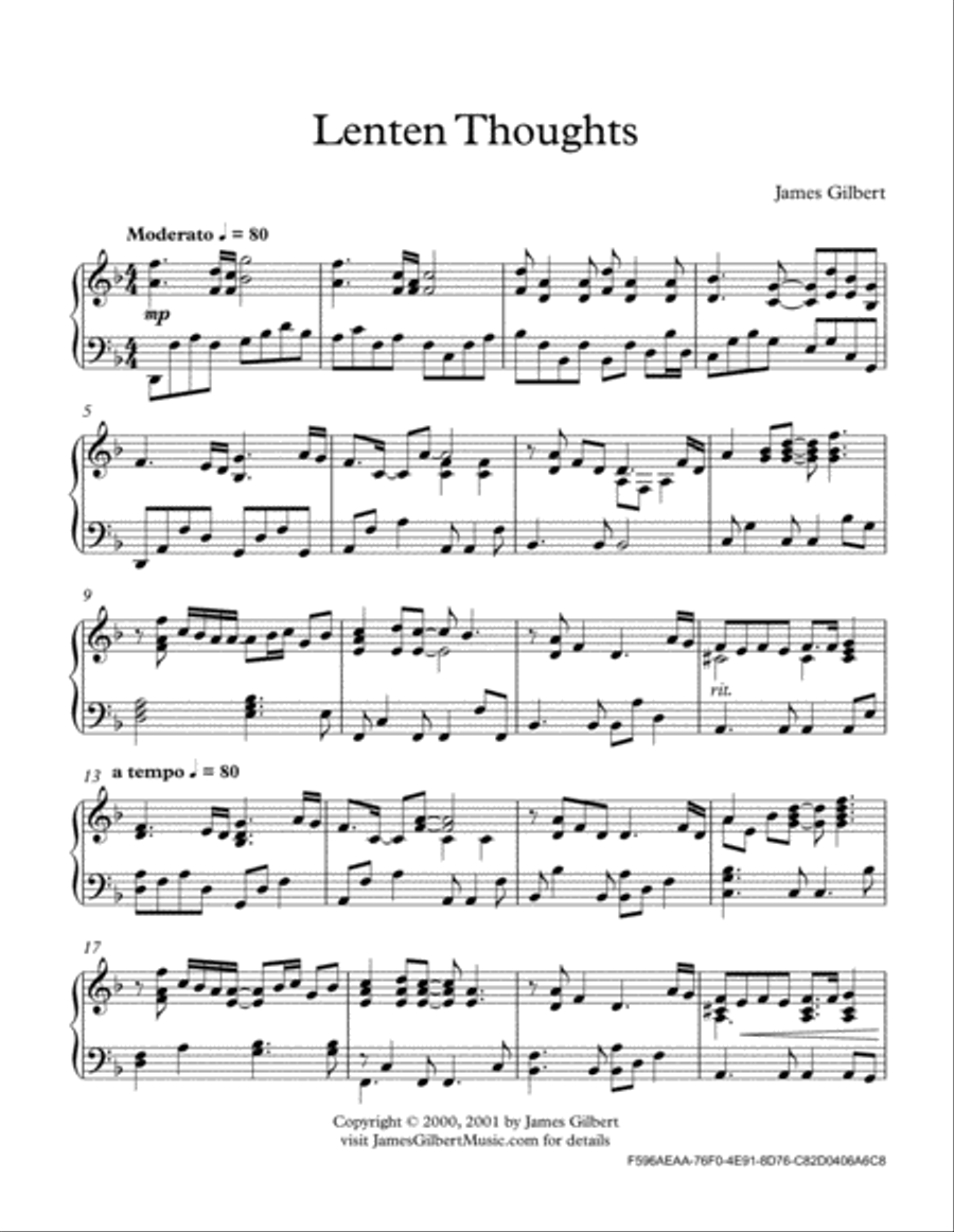 Lenten Thoughts Lenten Thoughts Piano Solo scores gallery preview page 2