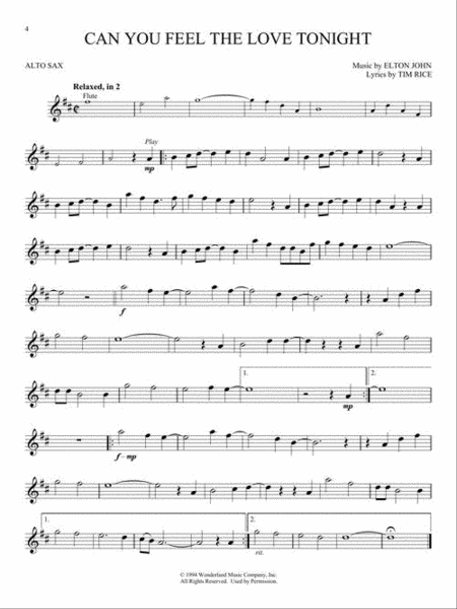 The Lion King for Alto Sax Alto Saxophone scores gallery preview page 4