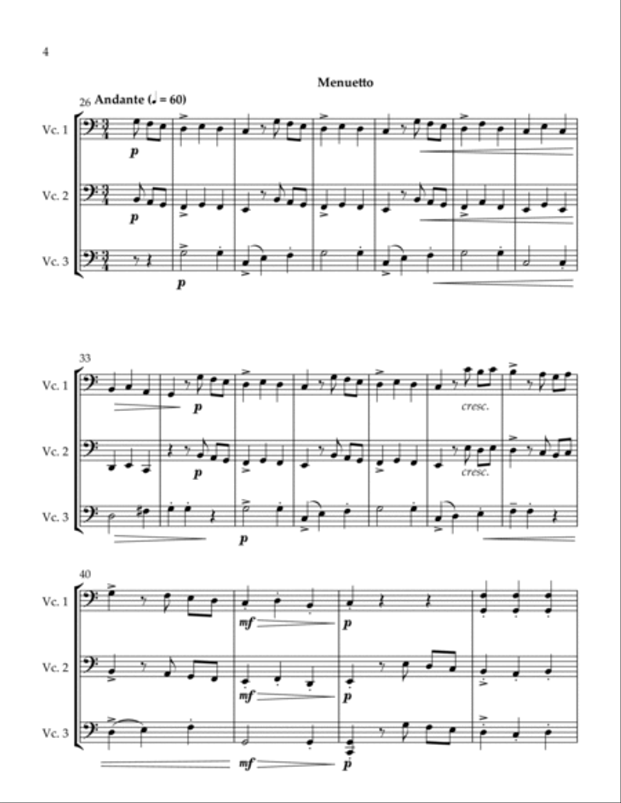 2 Trios Bedtime Menuetto String Trio scores gallery preview page 4
