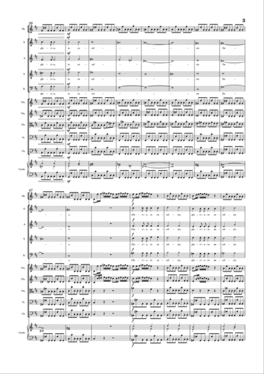 Vivaldi - Gloria in D major, RV 589 Full Score Original Chamber Orchestra scores gallery preview page 4