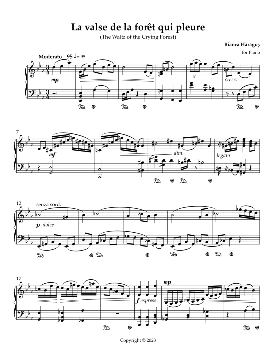 La valse de la forêt qui pleure Easy Piano scores gallery preview page 1