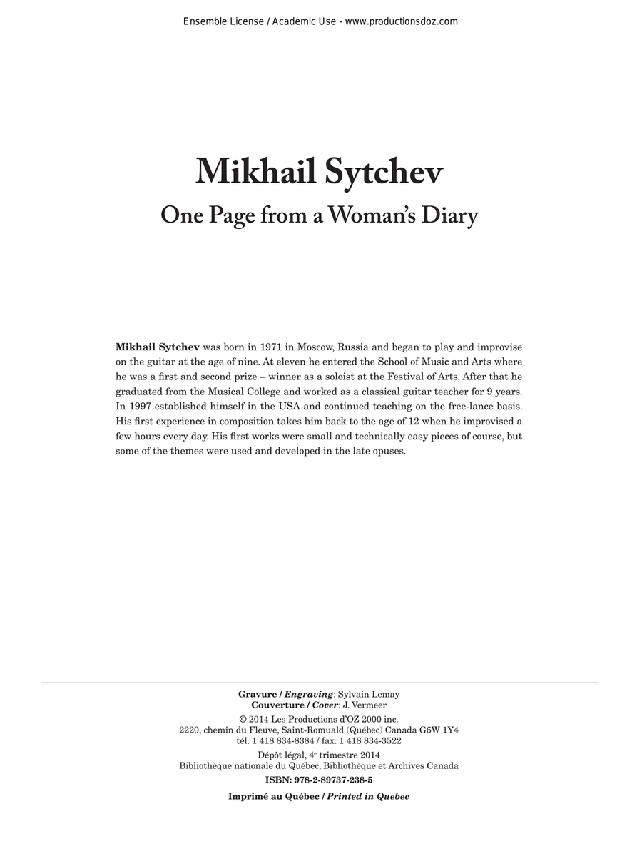 One Page from a Woman’s Diary