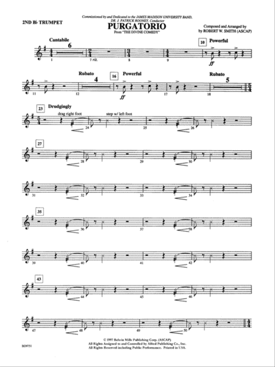 Purgatorio (from The Divine Comedy): 2nd B-flat Trumpet Concert Band scores gallery preview page 1