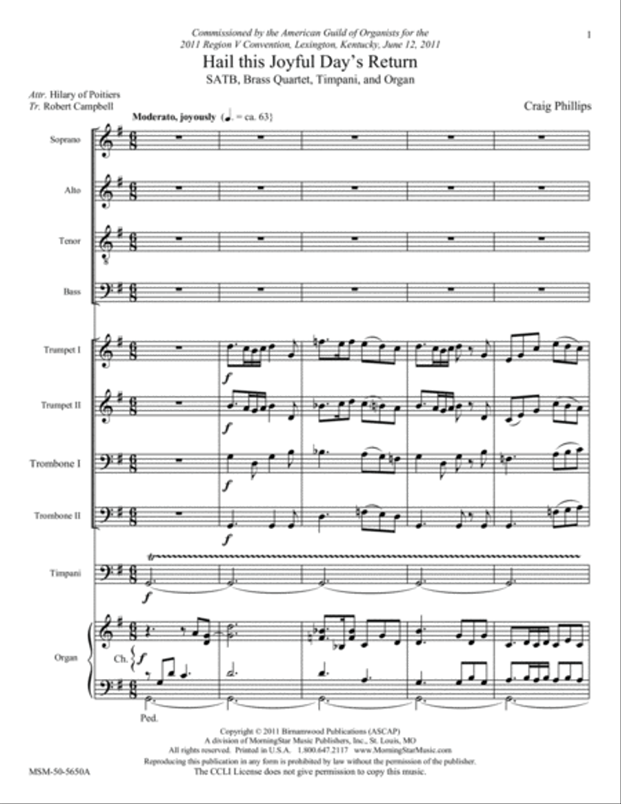 Hail this Joyful Day's Return (Full Score) Choir scores gallery preview page 2
