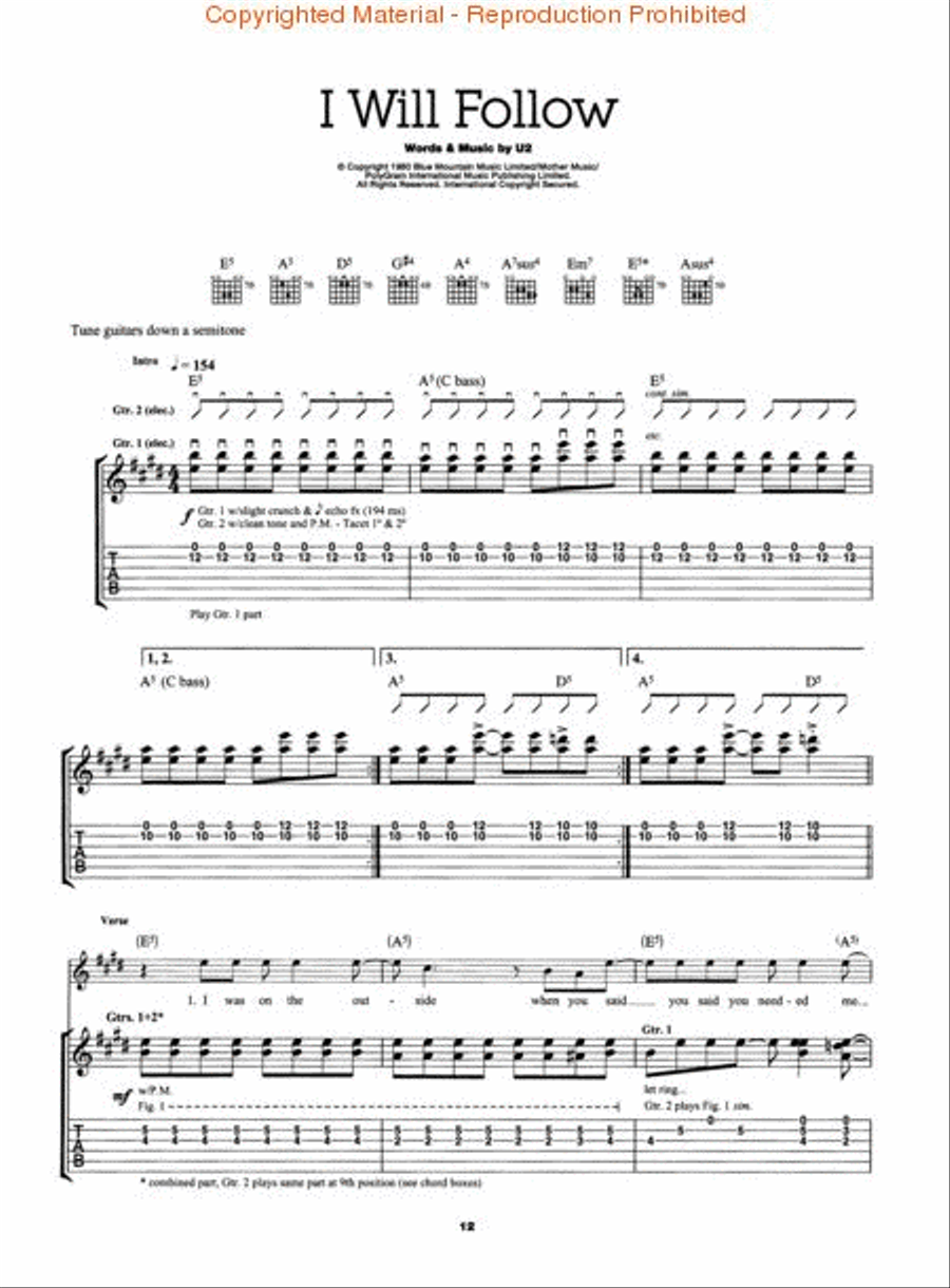 Play Guitar with U2 (1980-1983) Electric Guitar scores gallery preview page 3