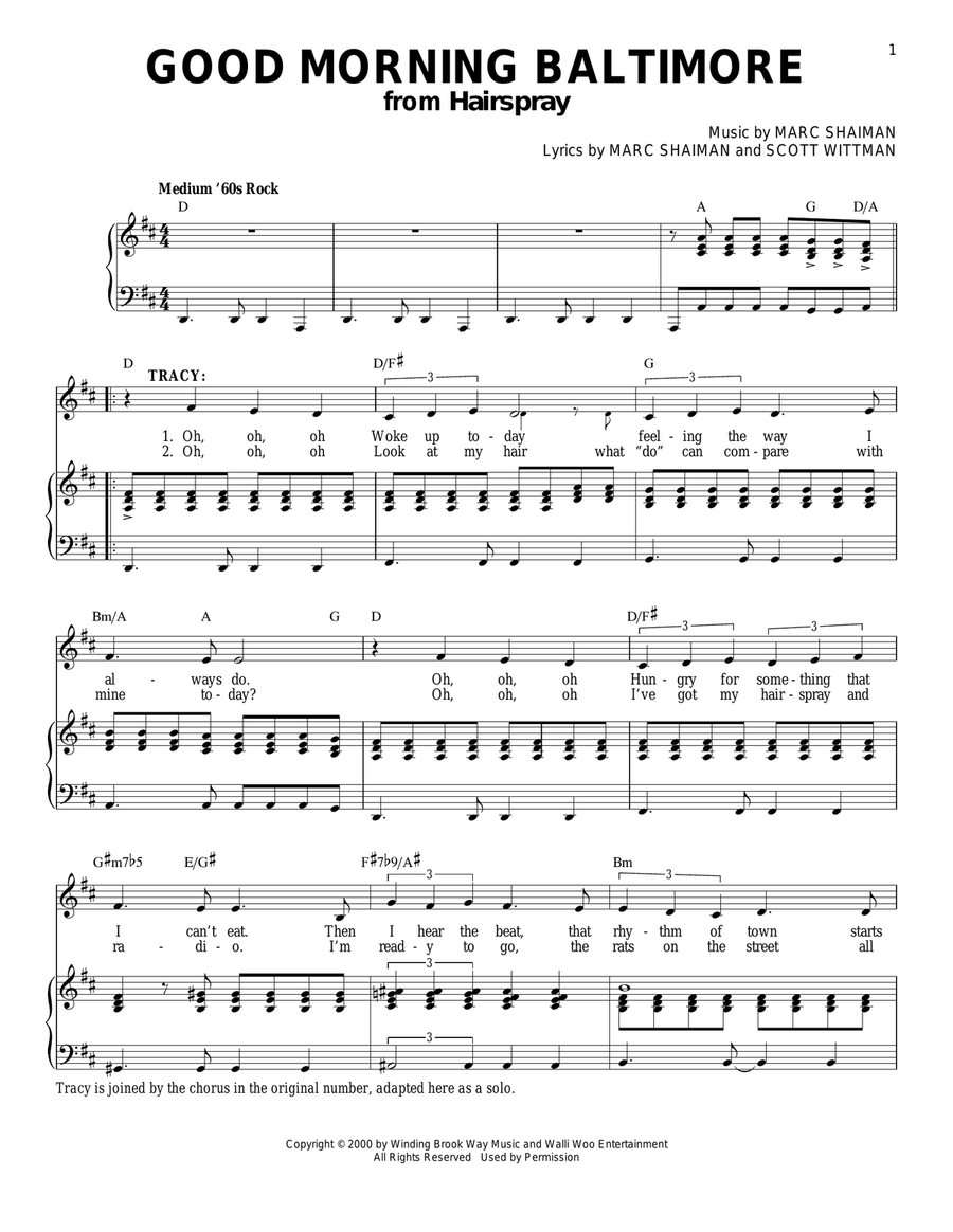 Good Morning Baltimore Good Morning Baltimore Piano, Vocal scores gallery preview page 1