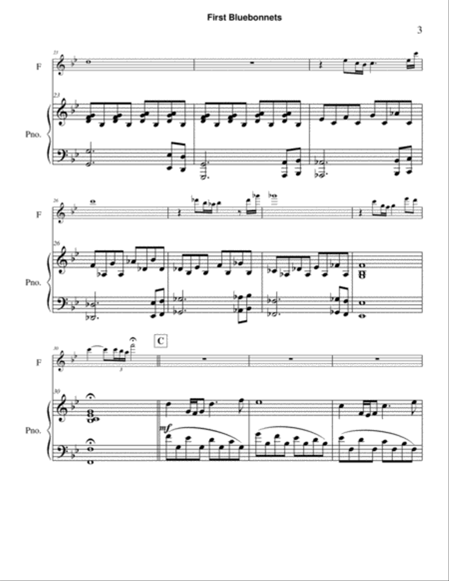 First Bluebonnets of Spring Flute Solo scores gallery preview page 3