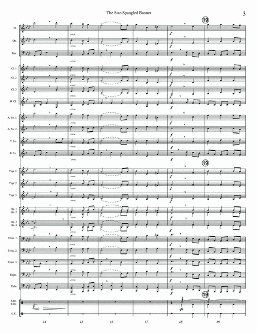 STAR-SPANGLED BANNER, THE - USA National Anthem; concert band setting with text Concert Band scores gallery preview page 3