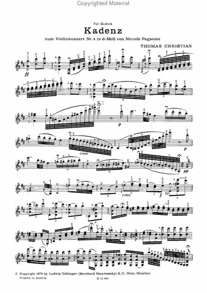 Kadenz zum Violinkonzert Nr. 4, d-moll