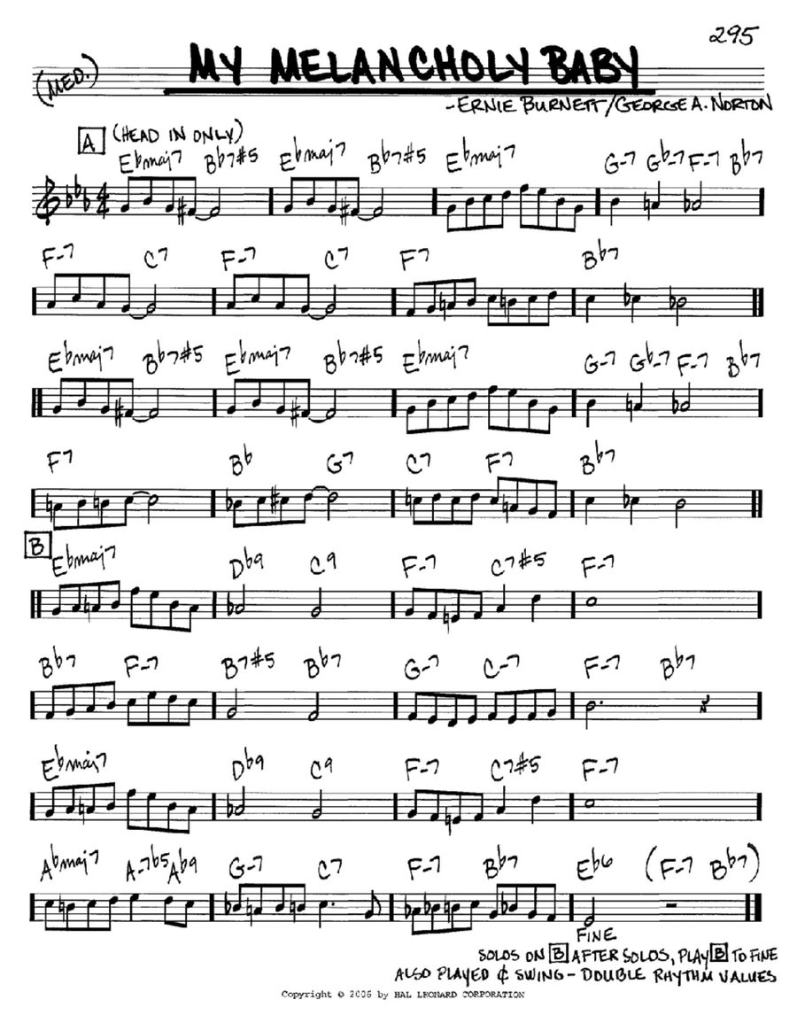 My Melancholy Baby Piano scores gallery preview page 1