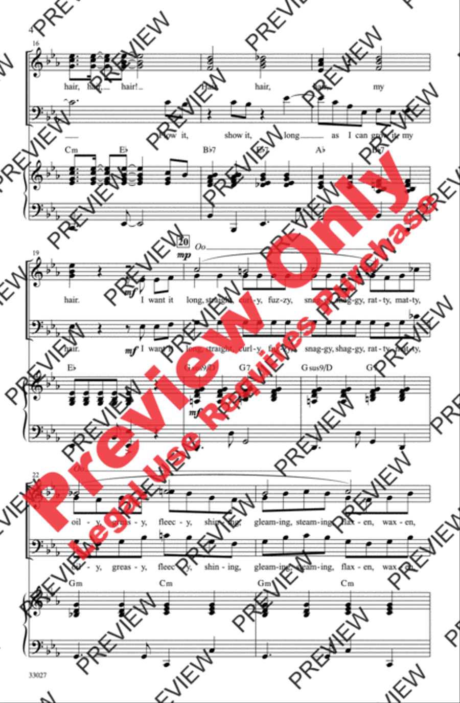 Hair: A Choral Medley 3-Part scores gallery preview page 4