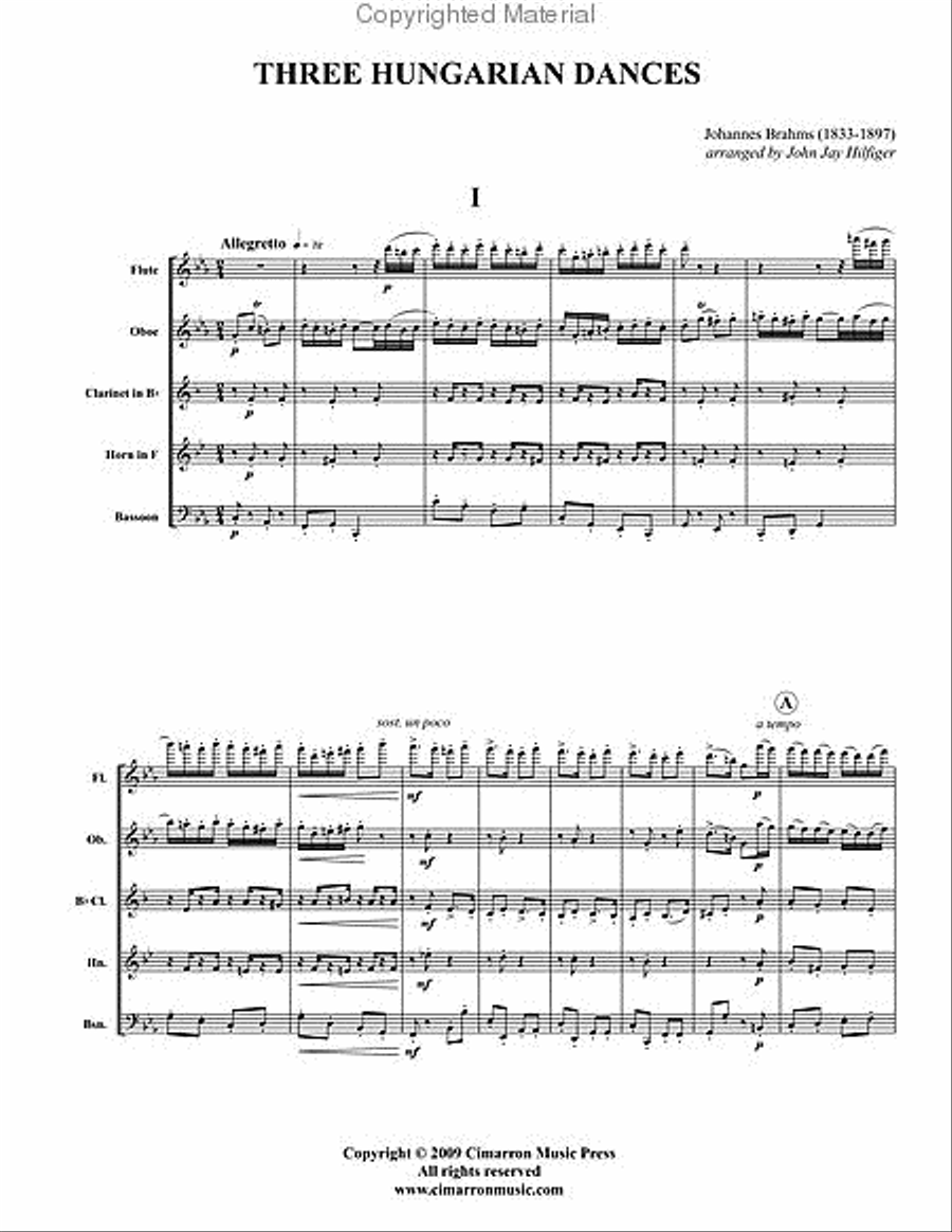 Three Hungarian Dances Woodwind Quintet scores gallery preview page 2