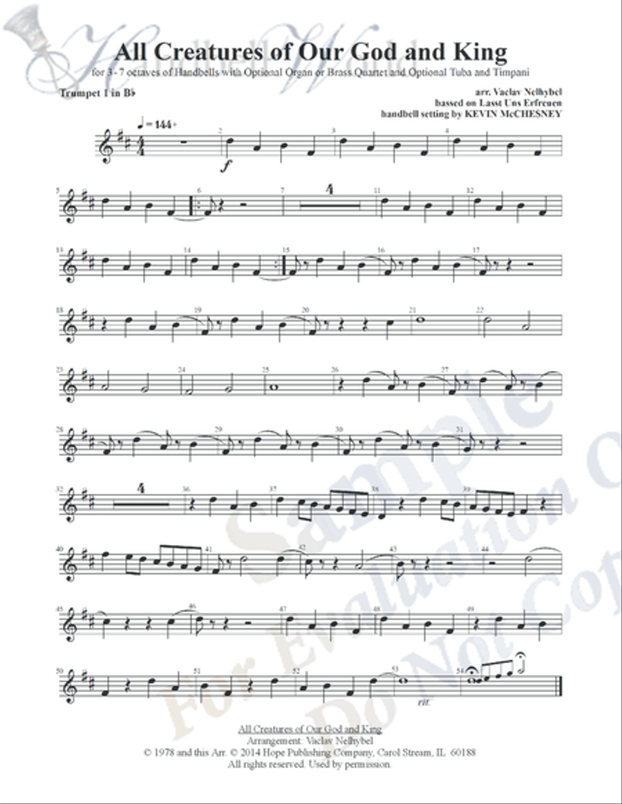 All Creatures of Our God and King Handbell Choir scores gallery preview page 2