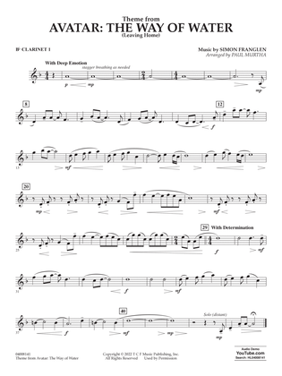 Book cover for Theme from Avatar: The Way of Water (arr. Paul Murtha) - Bb Clarinet 1