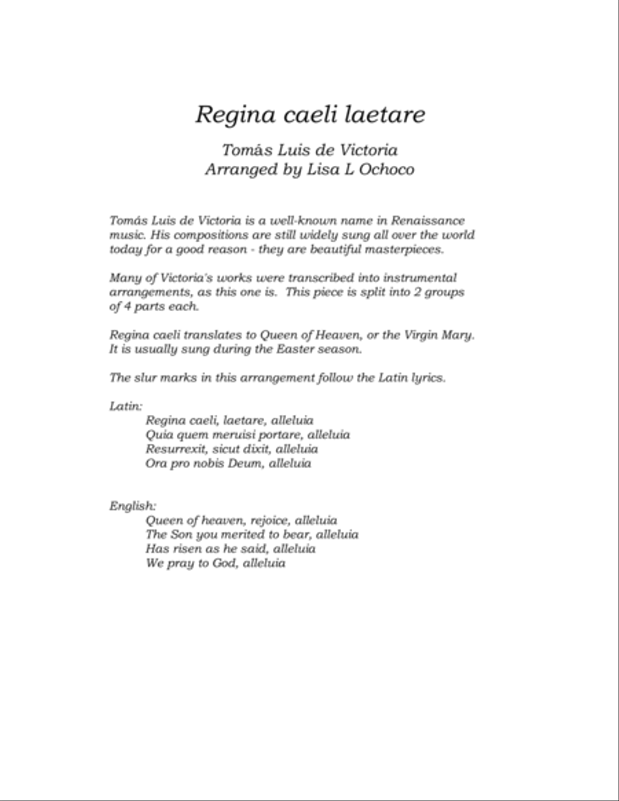 Regina Caeli Laetare for Clarinet Choir Clarinet Choir scores gallery preview page 4