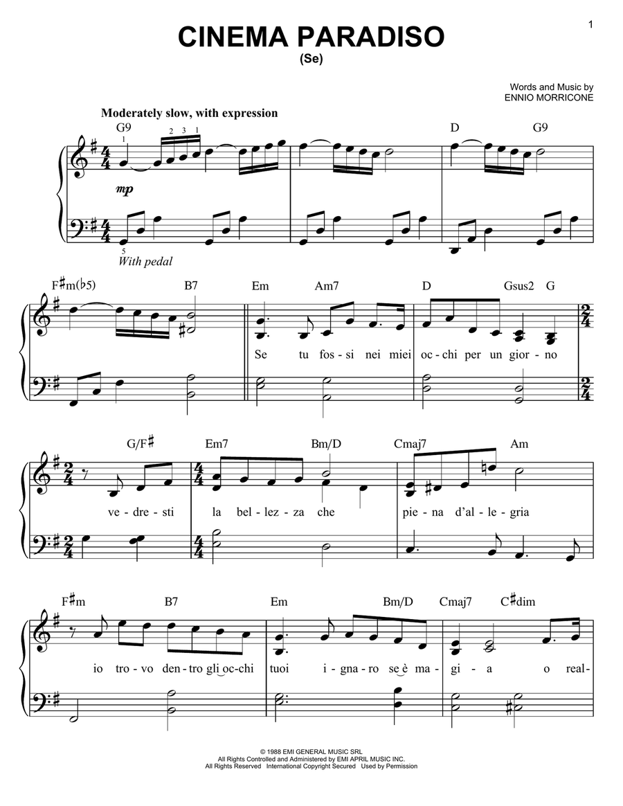 Cinema Paradiso (Se) (Love Theme) Easy Piano scores gallery preview page 1