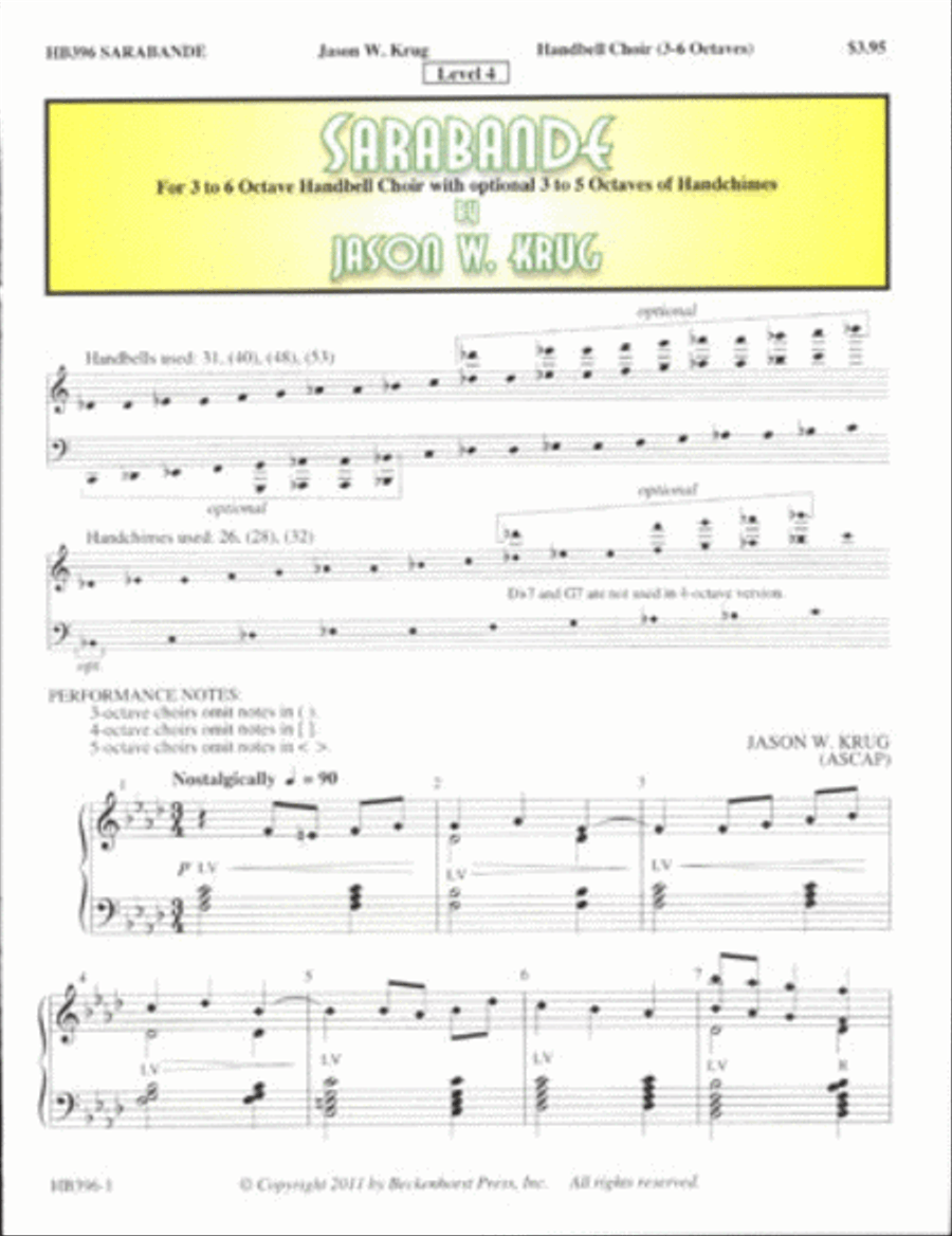 Sarabande by Jason W. Krug 5-Octaves - Sheet Music