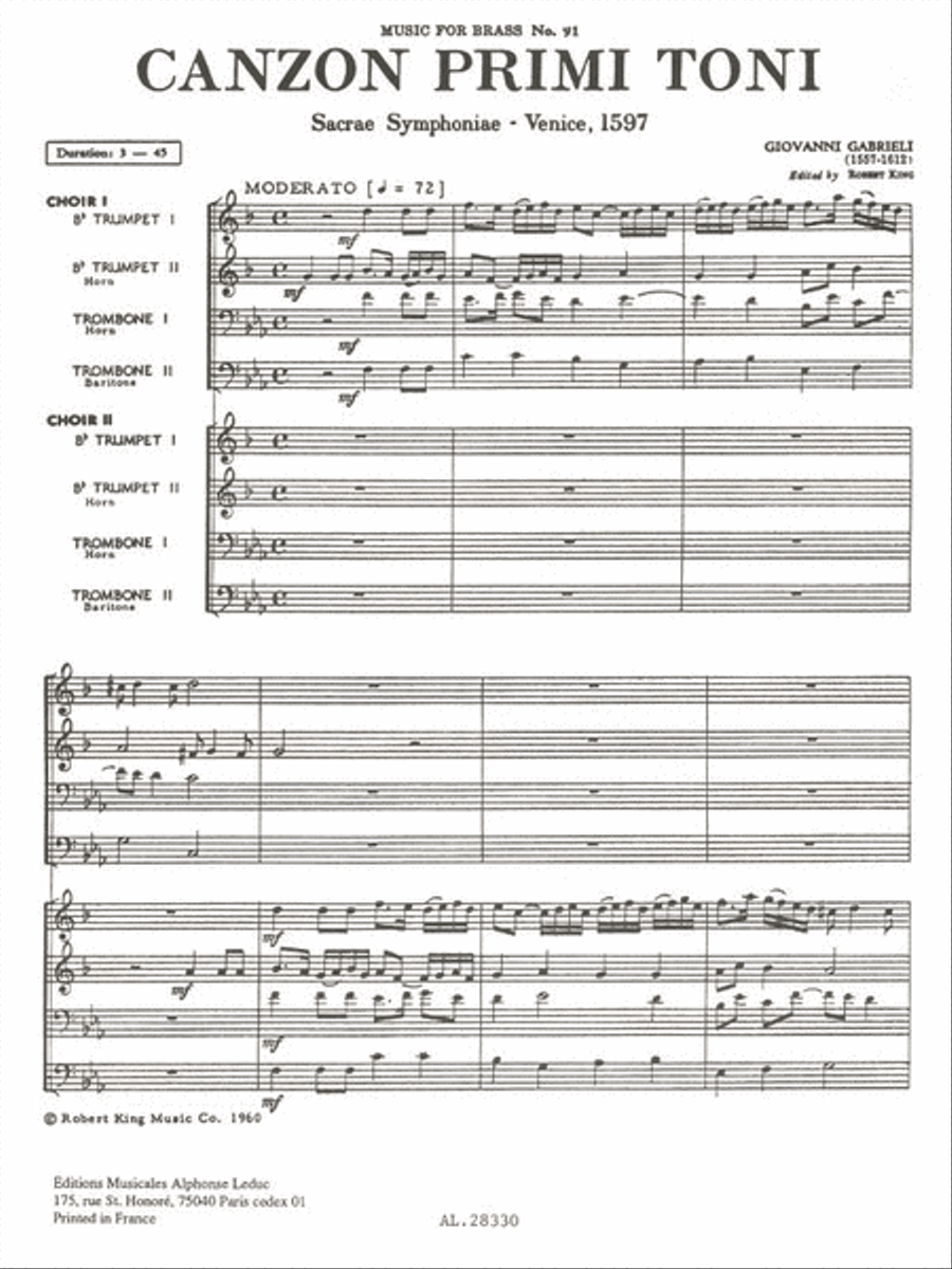 Canzon Primi Toni, Sacred Symphony, For Eight-part Brass Choir Sacred scores gallery preview page 2