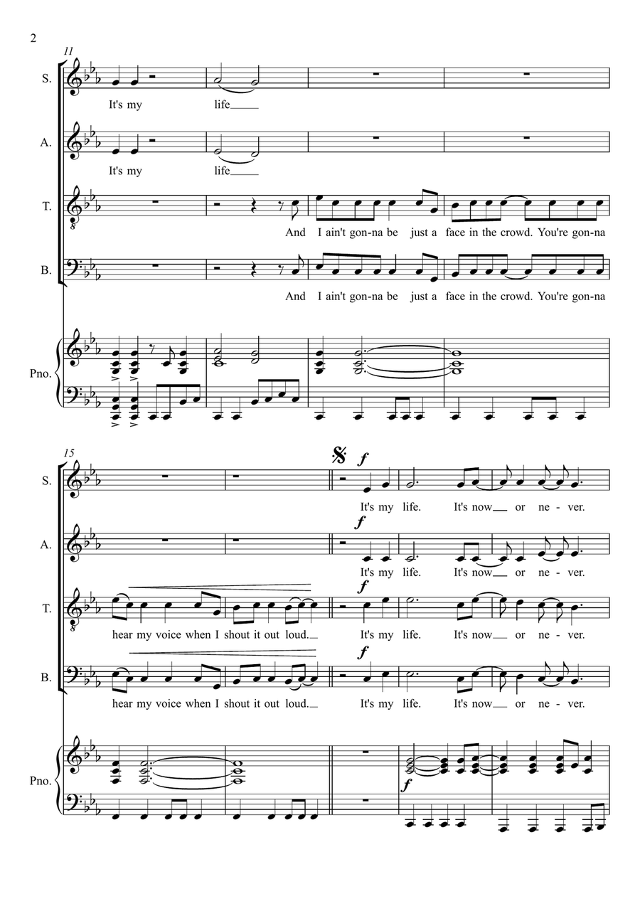 It's My Life 4-Part scores gallery preview page 2