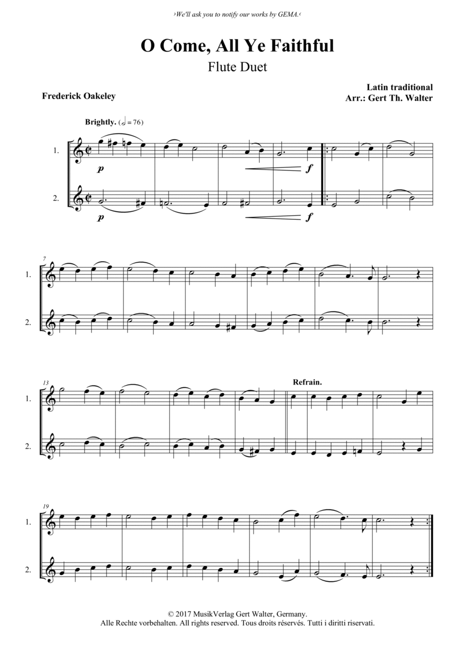 O Come, All Ye Faithful Flute Duet scores gallery preview page 1