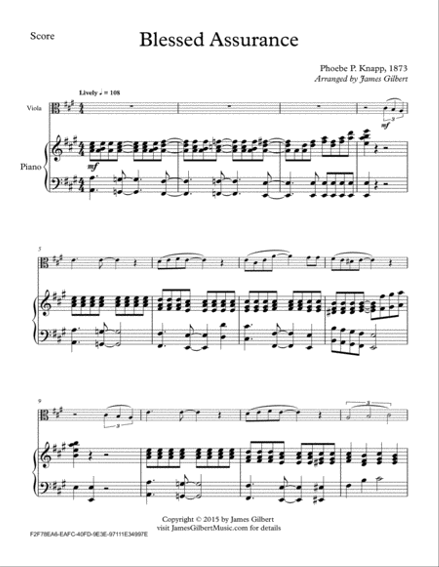 Blessed Assurance Blessed Assurance Viola scores gallery preview page 1