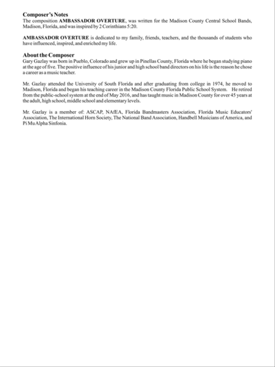 Ambassador Overture Concert Band scores gallery preview page 2