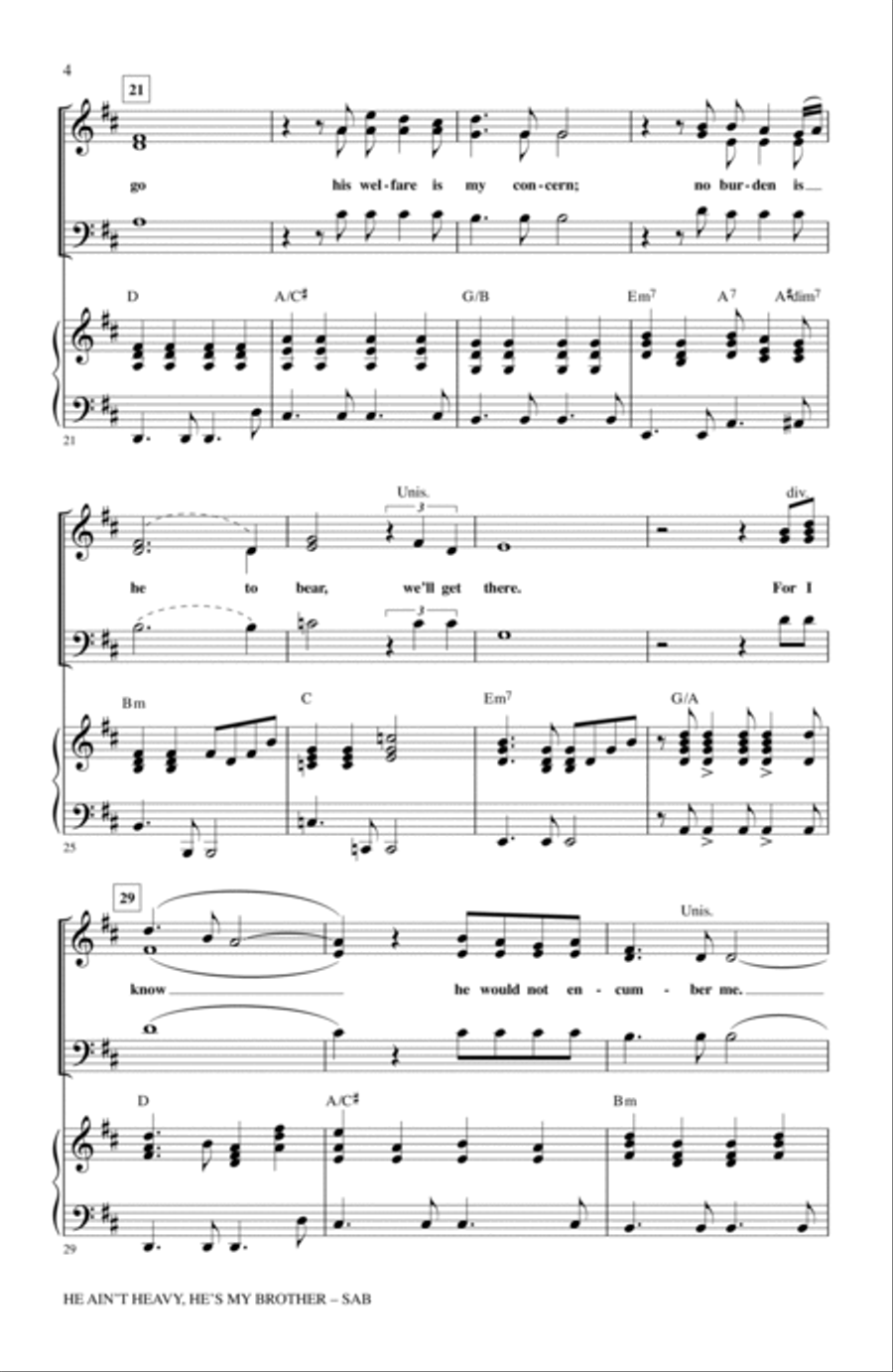 He Ain't Heavy, He's My Brother 3-Part scores gallery preview page 3