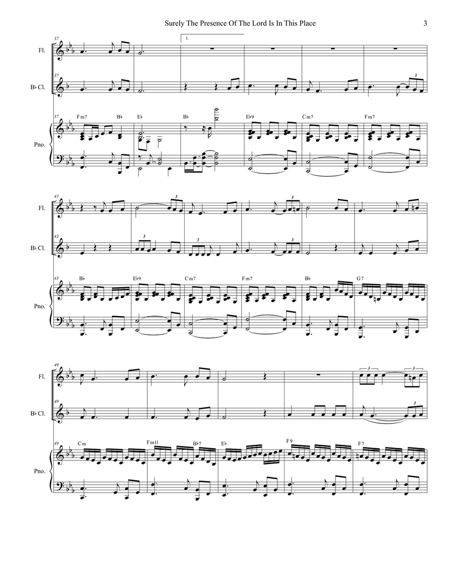 Surely The Presence Of The Lord Is In This Place Woodwind Duet scores gallery preview page 3