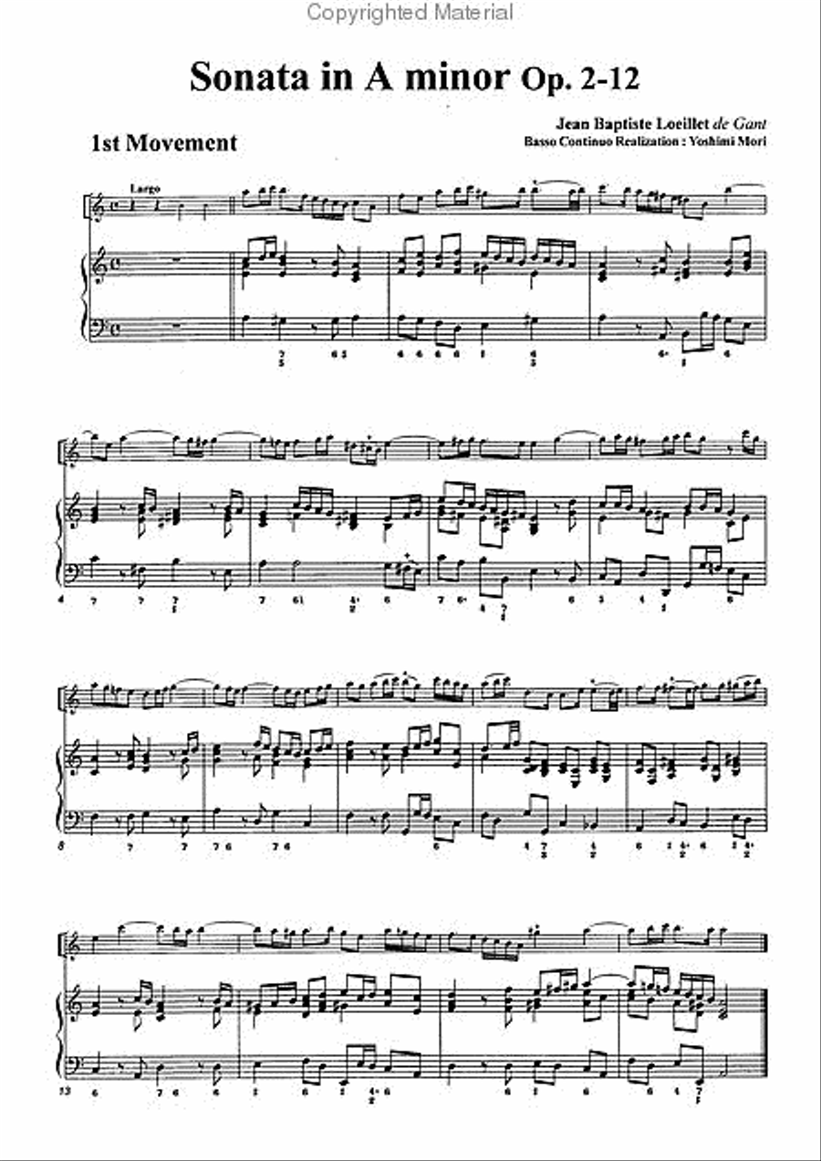 Sonata in A minor, Op. 2-12 Alto Recorder scores gallery preview page 3