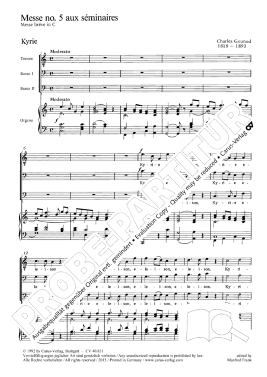 Messe breve no. 5 aux seminaires 3-Part scores gallery preview page 8