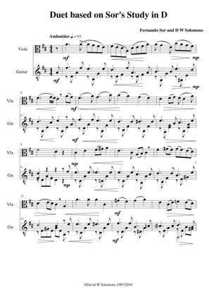 Study in D for guitar with added tune for viola