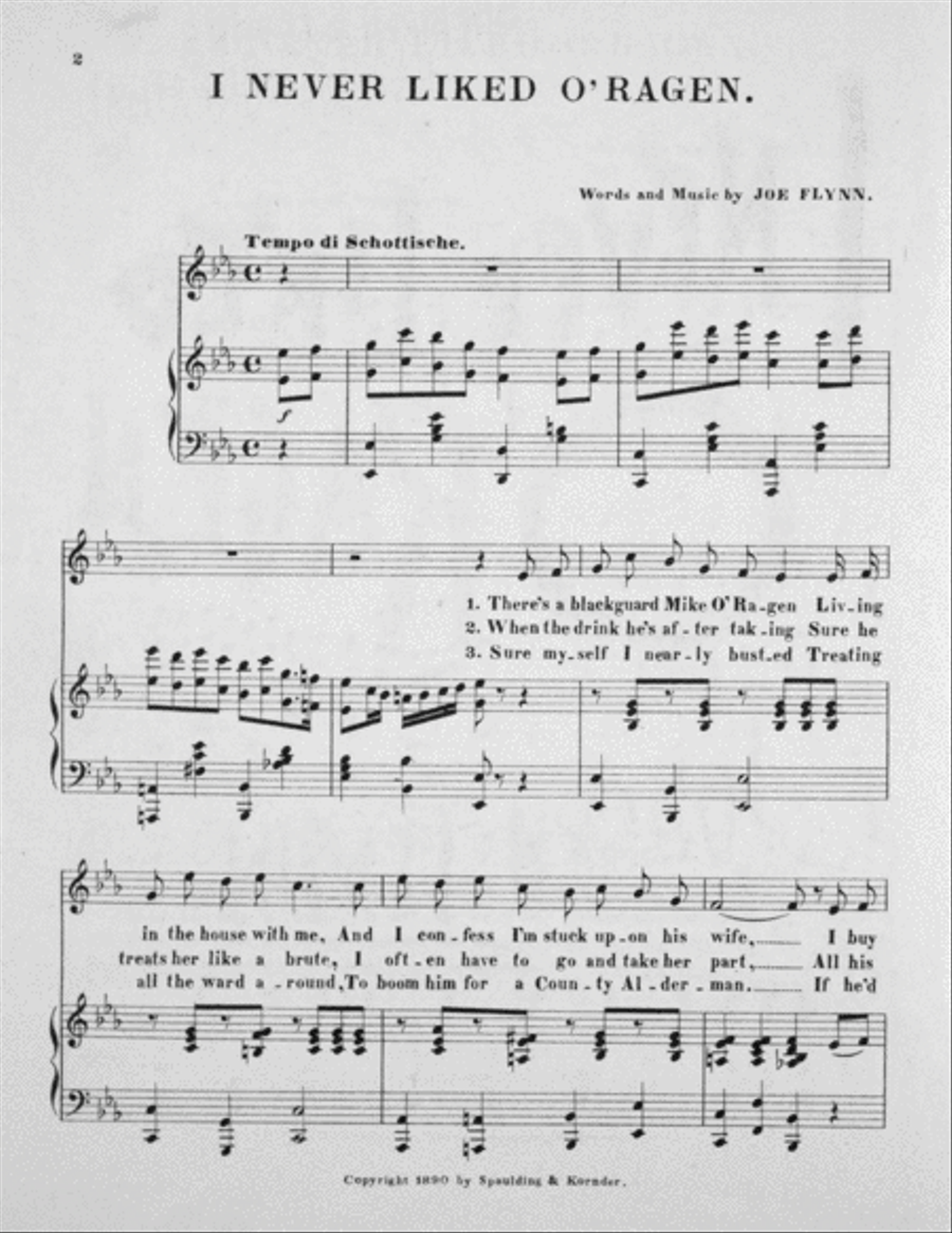 I Never Liked O'Ragen. Comic Song Voice scores gallery preview page 2
