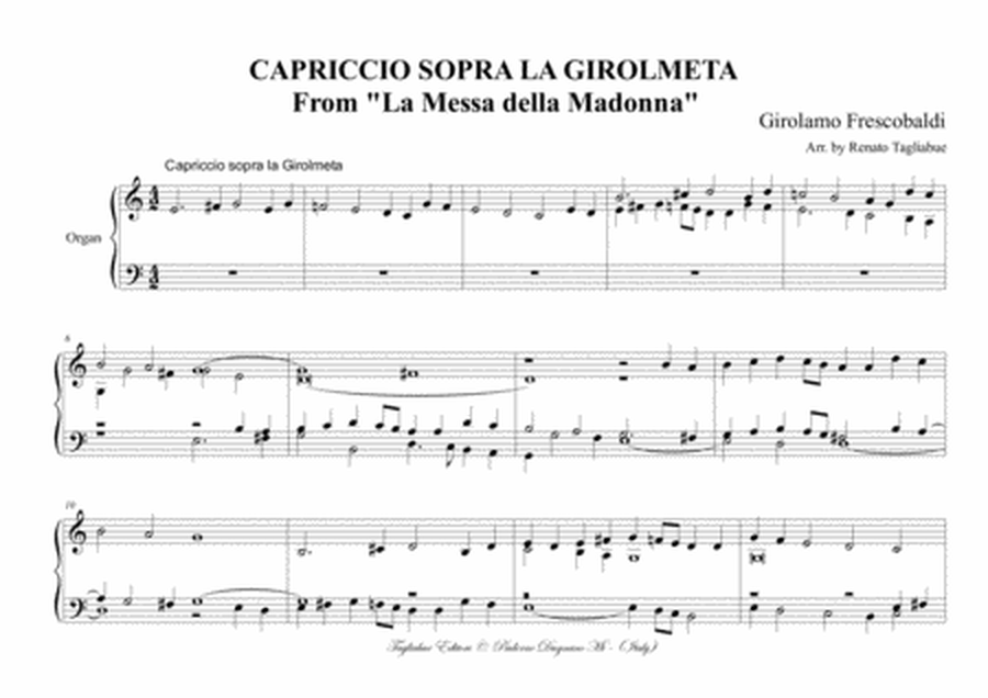 CAPRICCIO SOPRA LA GIROLMETA - Frescobaldi G. - From "Messa della Madonna" - For organ image number null