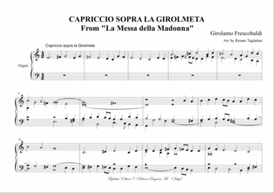 CAPRICCIO SOPRA LA GIROLMETA - Frescobaldi G. - From 