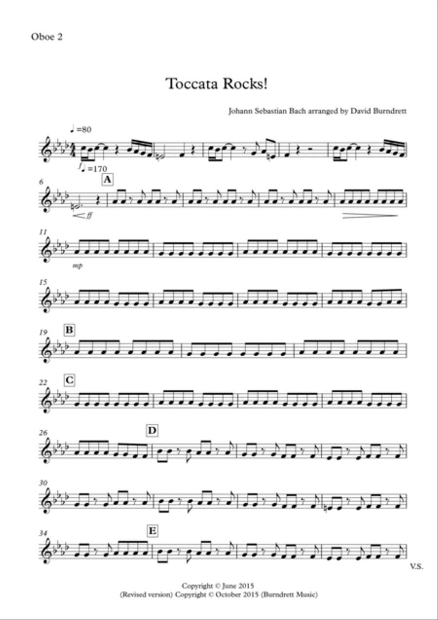 Toccata by Bach Rocks for Double Reed Quartet Woodwind Trio scores gallery preview page 5