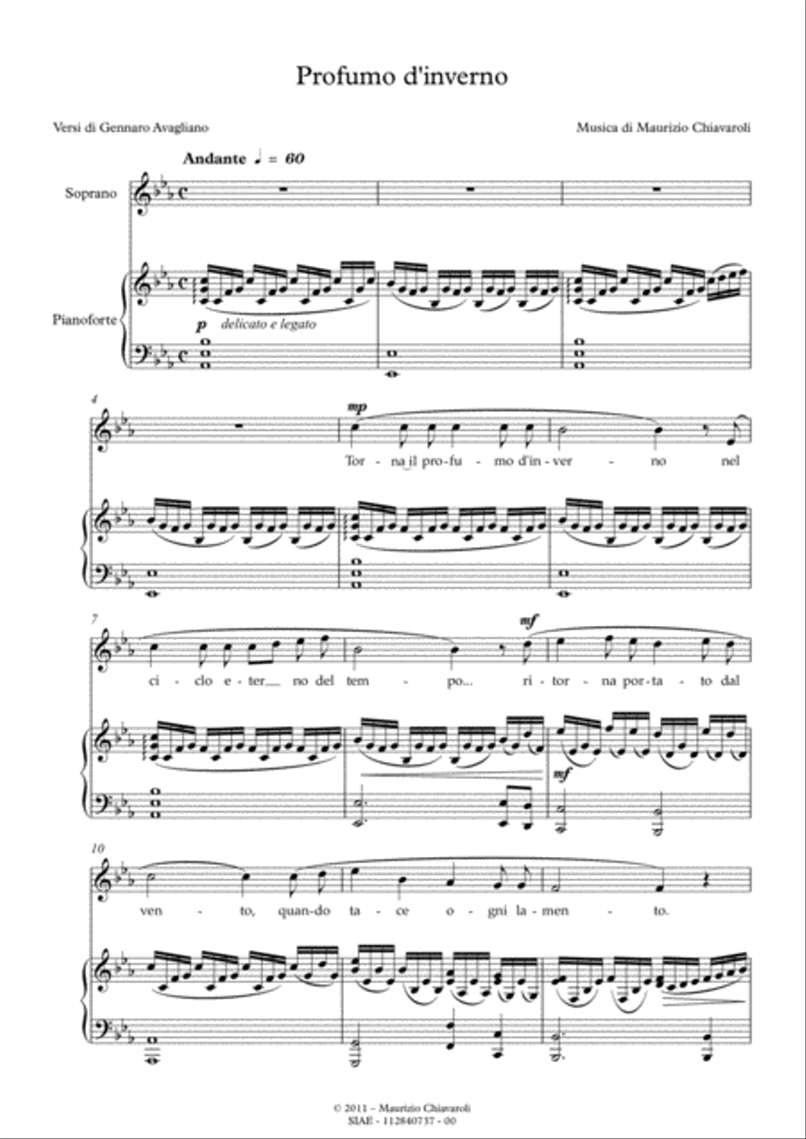 Profumo d'inverno High Voice scores gallery preview page 1