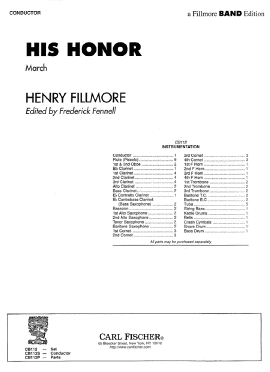 His Honor Concert Band scores gallery preview page 1