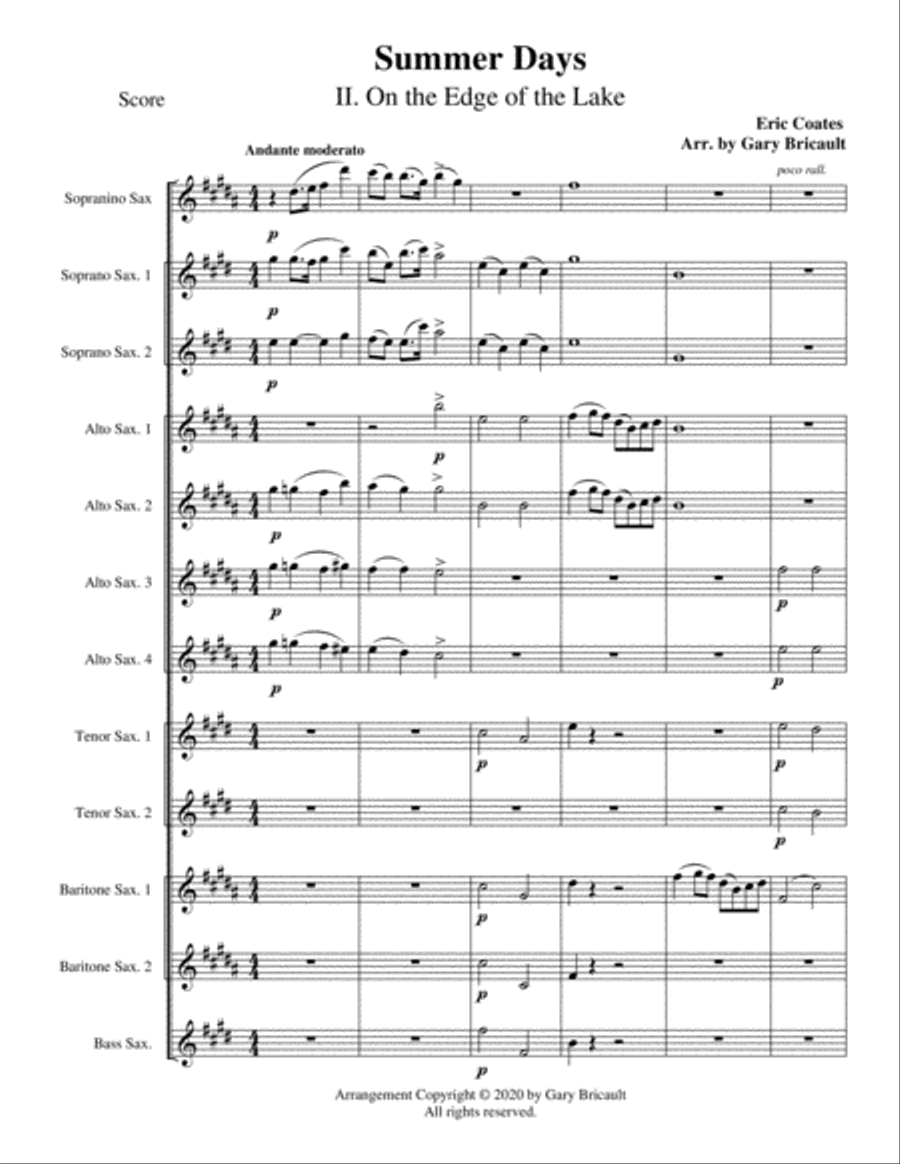 Summer Days - 2. On the Edge of the Lake Woodwind Ensemble scores gallery preview page 1