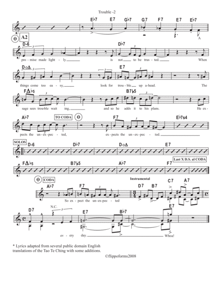 TROUBLE - A "Tao Tune" - Lead Sheets in C, Bb and Eb