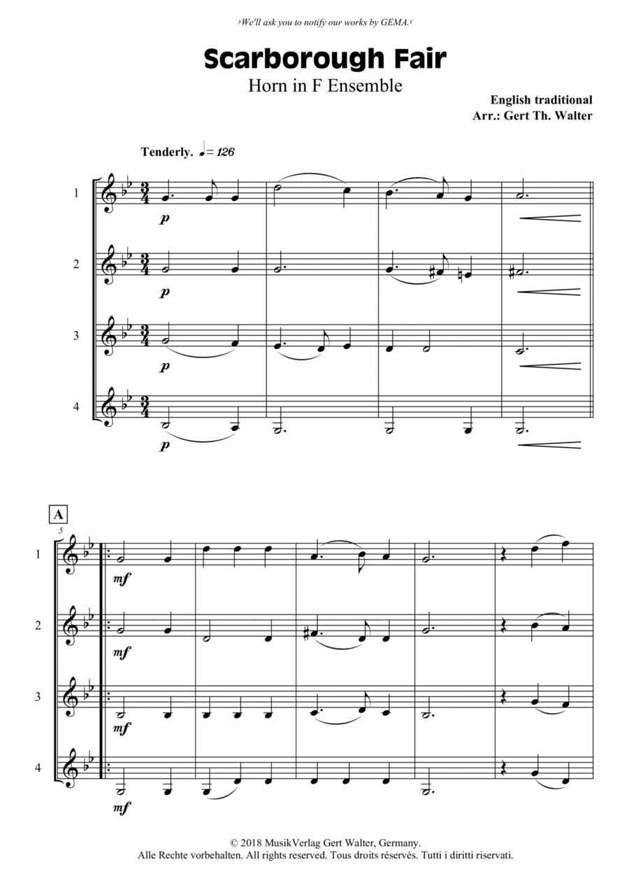 Scarborough Fair Brass Ensemble scores gallery preview page 1