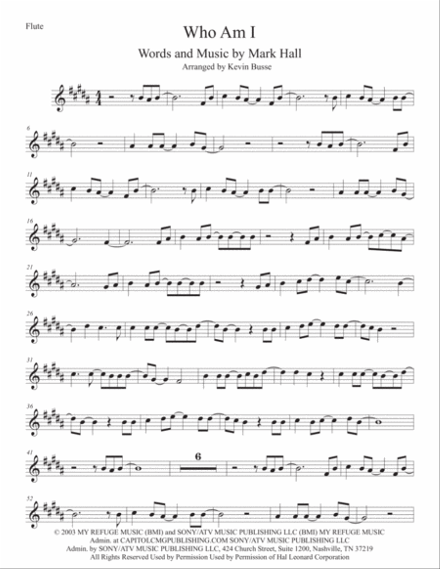 Who Am I Flute Solo scores gallery preview page 1