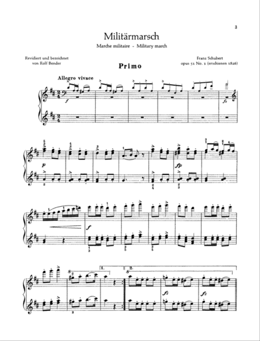 Military March D Major Piano Duet scores gallery preview page 2
