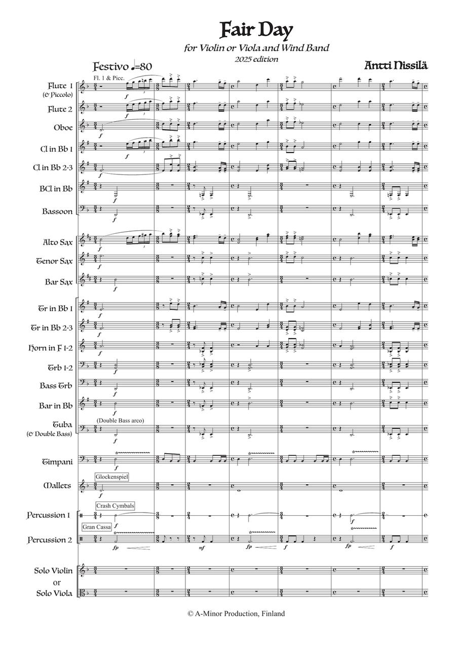 Fair Day for Violin or Viola and Wind Band Concert Band scores gallery preview page 1