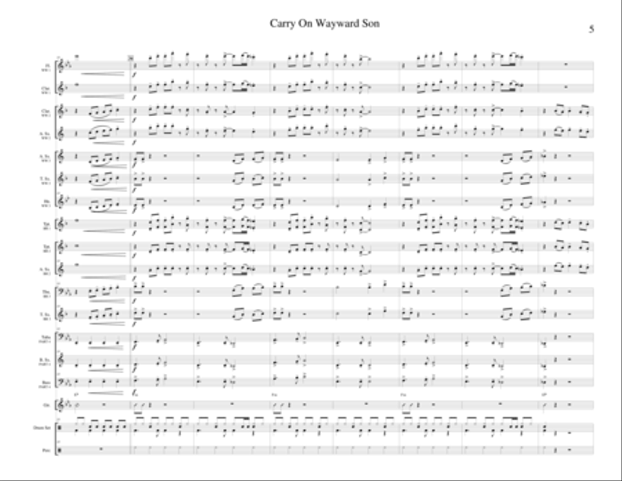 Carry On Wayward Son Small Ensemble scores gallery preview page 6