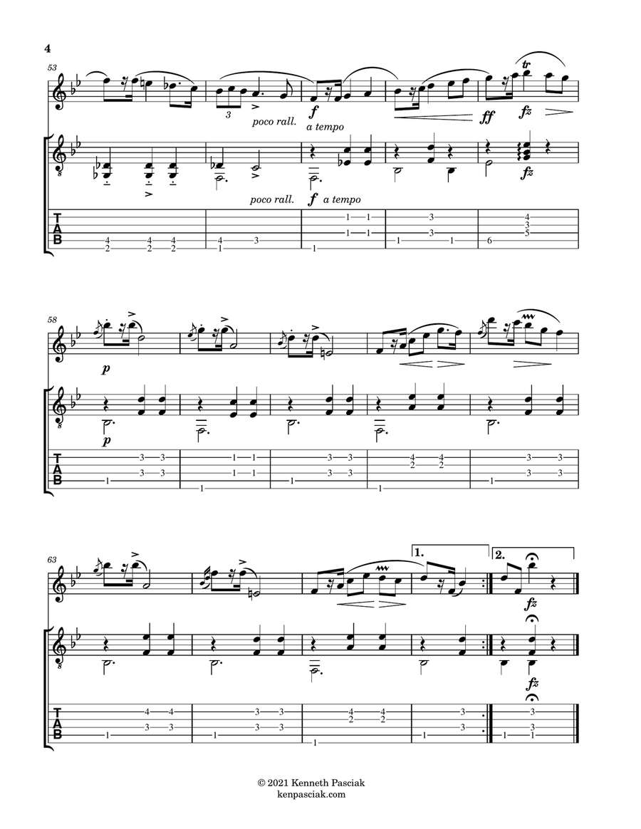 Mazurka Opus 7, No. 1 (for Flute and Guitar) Flute scores gallery preview page 6