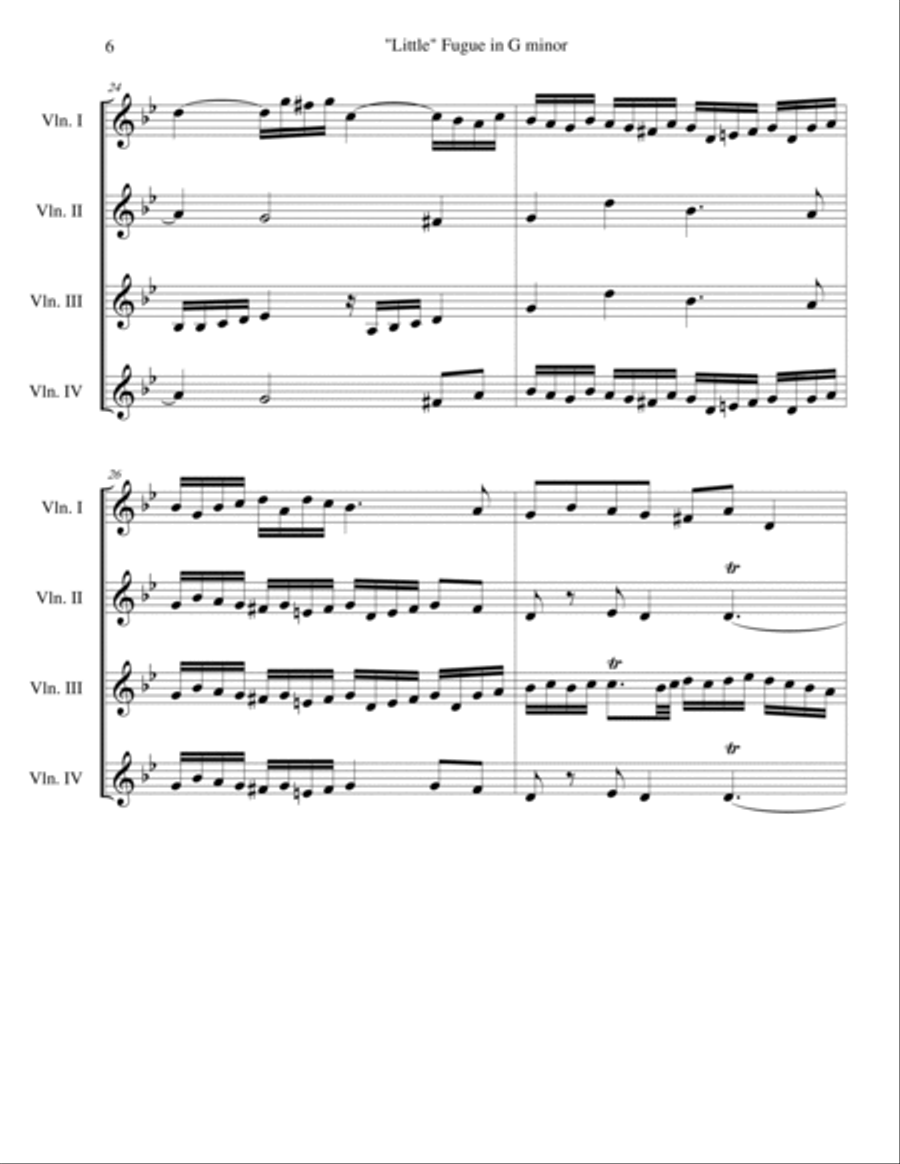 Little Fugue in G minor, BWV 578 Violin Solo scores gallery preview page 6
